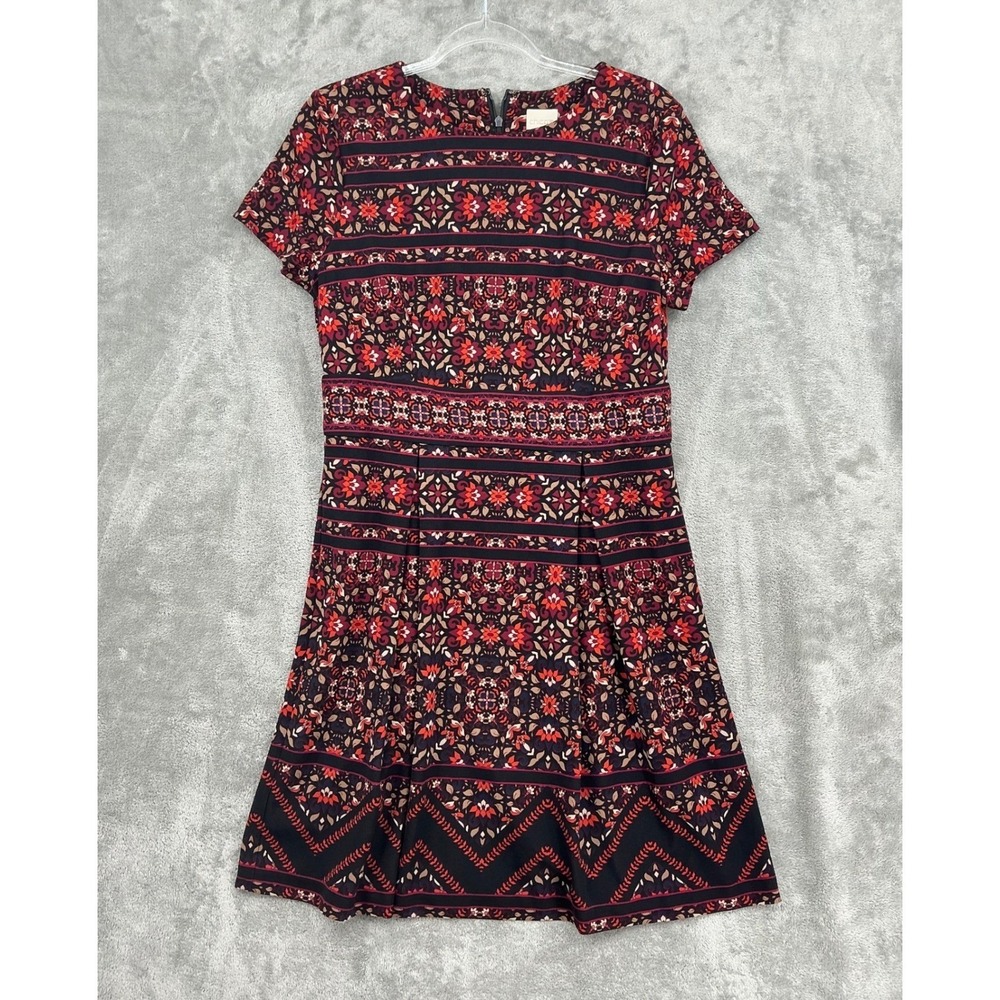 Chicos Dress Womens 1 US Medium 8 Pleated‎ Floral Boho Office Career Classic Zip